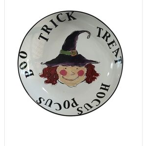 Halloween Red Curly Haired Witch's Face Ceramic Candy Dish/Bowl by Rosanna